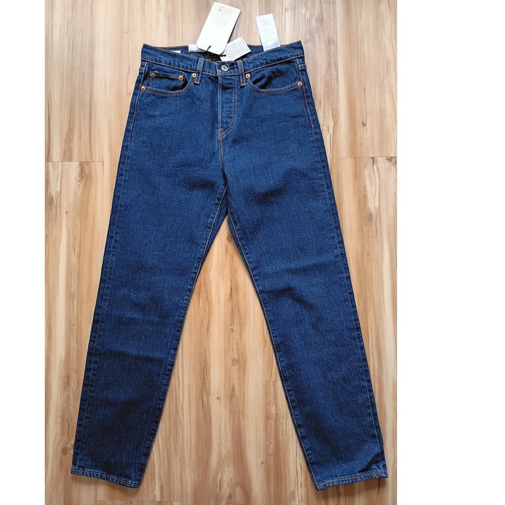Levis Premium Wedgie‎ High Rise Tapered Leg Jeans Dark Wash 28X28 Button FLy